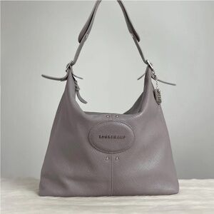 Longchamp Grey Leather Front Logo Slouchy Shoulder Bag Excellent
LONGCHAMP